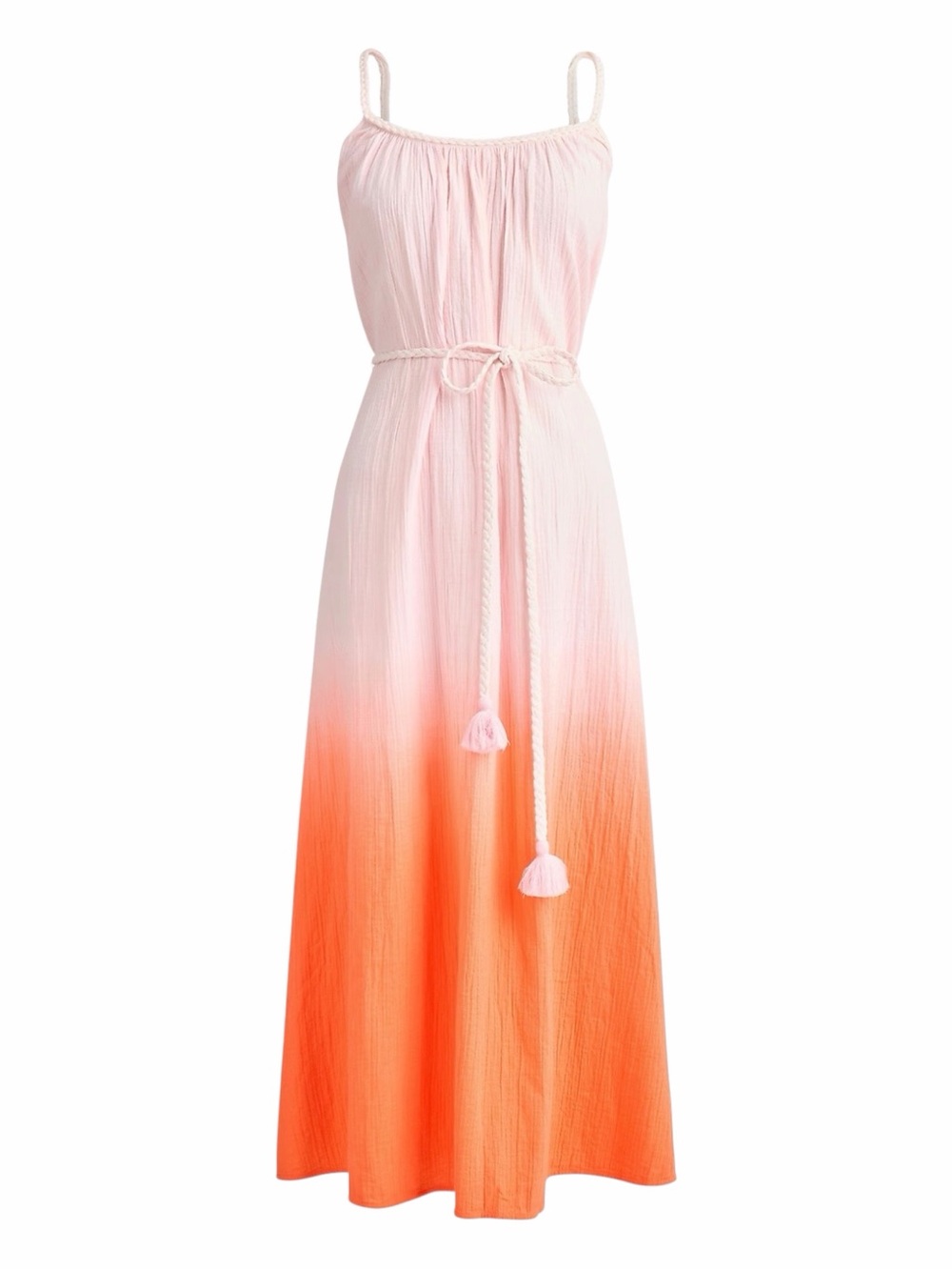 NWT! J. Crew Dip-Dyed Gauze Midi Dress in color Pink Orange Sunset Dip. Size XXL
